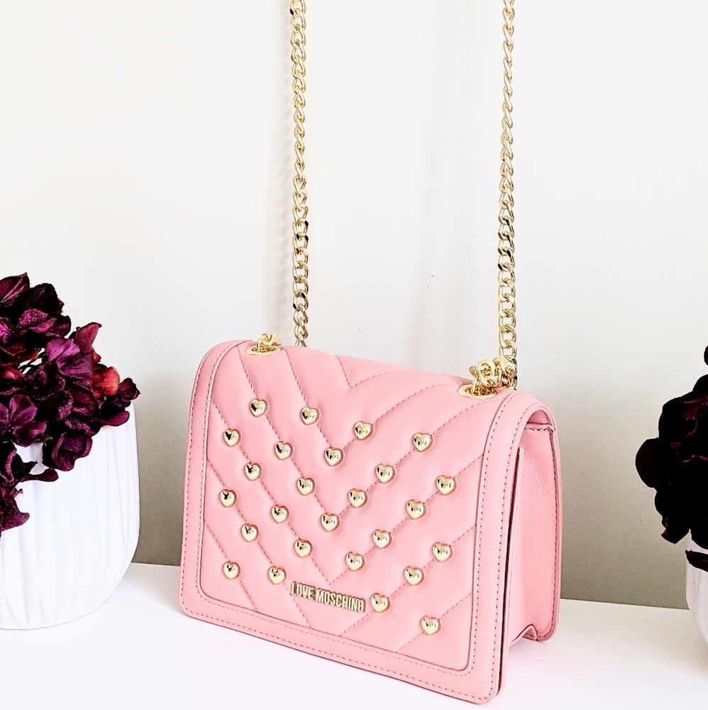 NWT Love Moschino Pink Chevron Quilted Bag - Picture 9 of 12